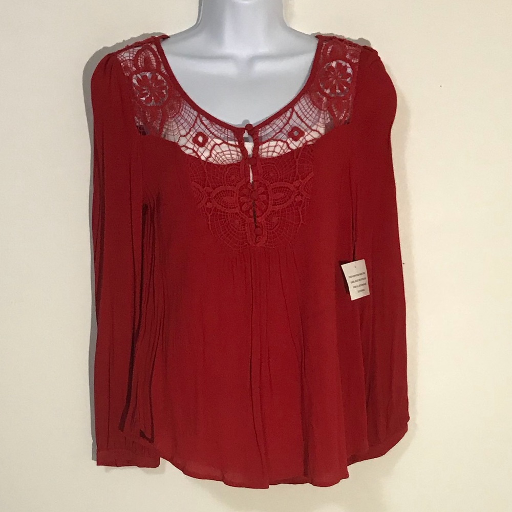 E & M Red long sleeve shirt NWT